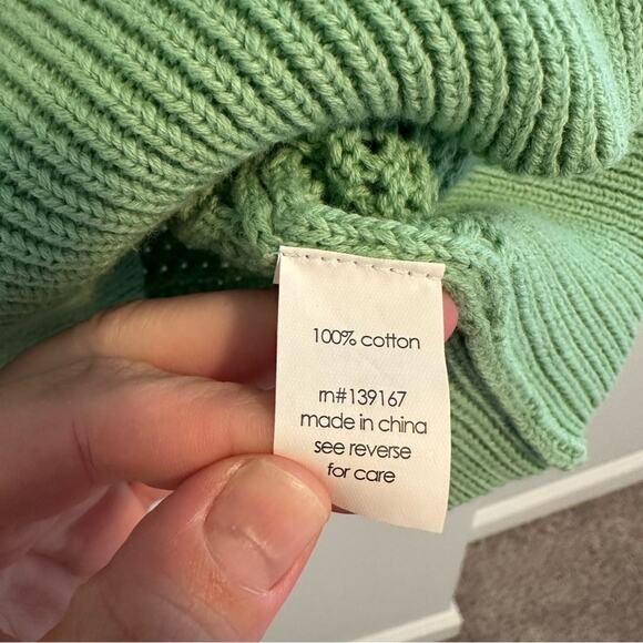 NWT 27 Miles Green Cotton Crochet Crewneck Sweater XS - Picture 8 of 14